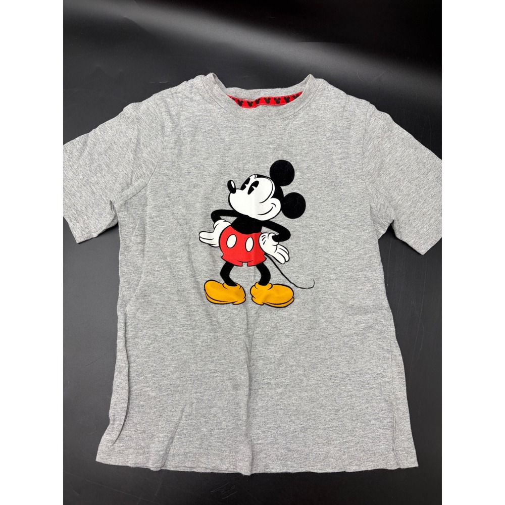 Disney Mickey Mouse Heather Gray Graphic T-Shirt Boys Size 6/7 Short Sleeve
